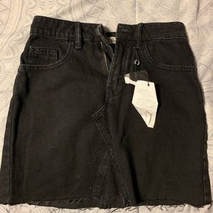 Black denim mini skirt